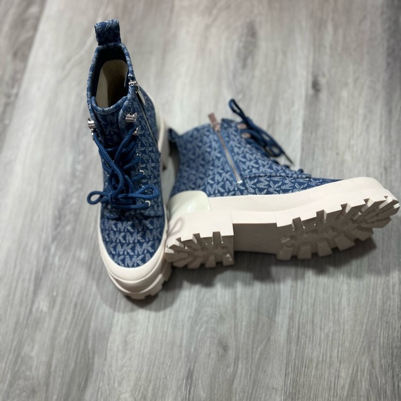 Michael Kors Payton Denim Jacquard Combat Boot ✨brand new✨No box - Picture 8 of 12